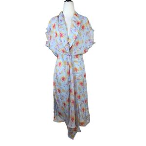 Dodo bar Or Floral cinched front waist  with raw edges midi dress